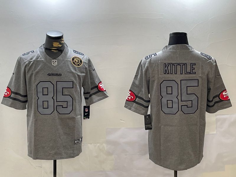 Men San Francisco 49ers #85 Kittle Grey Throwback 2024 Nike Limited NFL Jersey style 3